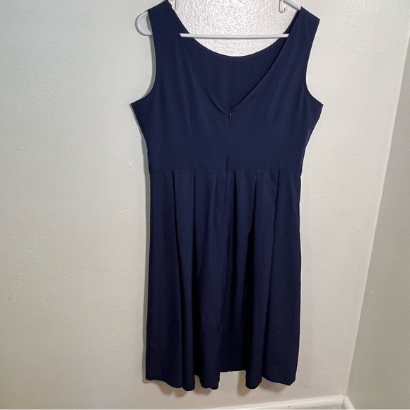 Sleeveless Fit & Flare Dress Navy Blue Pleated XL - Picture 5 of 8